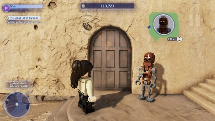 Talk to the NPC near Jabba's palace and accept the quest - LEGO Skywalker Saga: 9D9 Problems - walkthrough - LEGO Skywalker Saga: Tatooine - the desert of Jundland - LEGO Skywalker Saga Guide