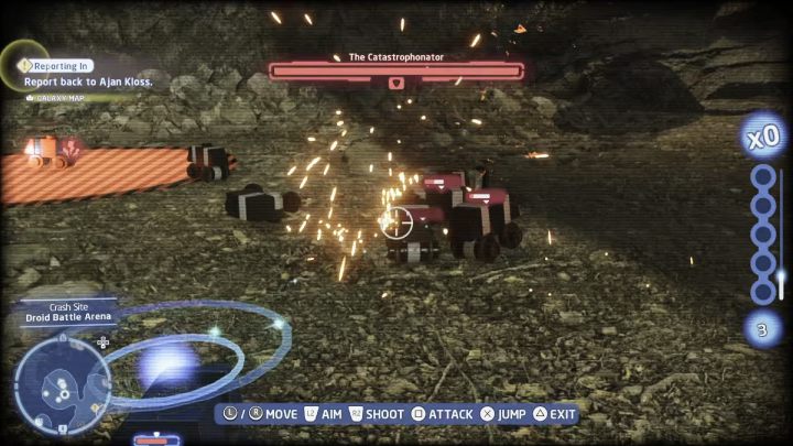 When the fight starts, switch your character to the Protocol Droid and use the machine to take control of the droid in the battle - LEGO Skywalker Saga: Kef Birs Battle Gears - walkthrough - LEGO Skywalker Saga: Kef Bir - Disaster site - LEGO Skywalker Saga Guide