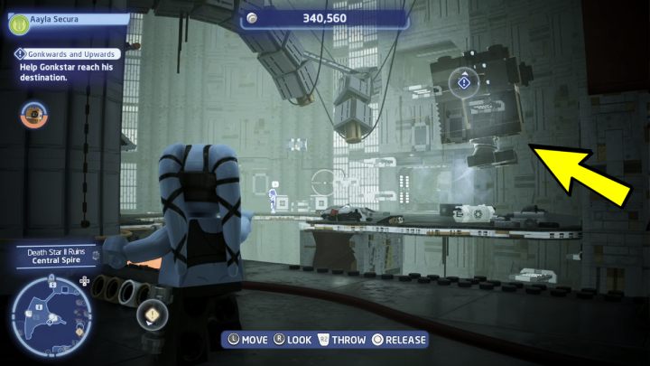 Switch your character to Jedi and use the Force to move the quest giver to the other side of the room - LEGO Skywalker Saga: Gonkwards and Upwards - walkthrough - LEGO Skywalker Saga: Kef Bir - Disaster site - LEGO Skywalker Saga Guide