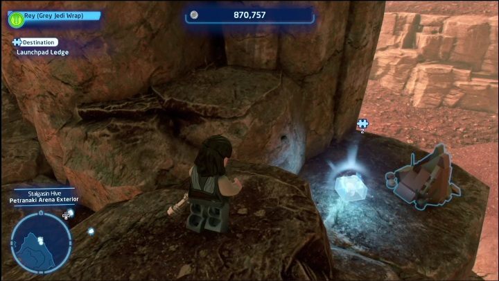 This brick is on a small platform right in front of a pit - LEGO Skywalker Saga: Stalgasin Hive - list of all puzzles - LEGO Skywalker Saga: Geonosis - LEGO Skywalker Saga Guide