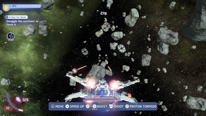 You'll be attacked by Imperial ships on the way - LEGO Skywalker Saga: A Run for Nunb - walkthrough - LEGO Skywalker Saga: Hoth - local space - LEGO Skywalker Saga Guide