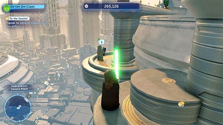 After reaching the new small location, go to the left of the taxi stand - LEGO Skywalker Saga: Wheres the Wookiee? - list of all (part 1) - LEGO Skywalker Saga: Challenges - LEGO Skywalker Saga Guide