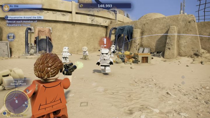 The first member is being interrogated by a few troopers - LEGO Skywalker Saga: Aquamarine Around the Gills - walkthrough - LEGO Skywalker Saga: Hoth - Echo base - LEGO Skywalker Saga Guide