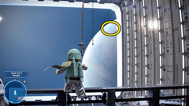 The second part of the puzzle is jumping to the ropes hanging in the hangar - LEGO Skywalker Saga: Death Star II (Death Star II) - unlocking and list of all puzzles - LEGO Skywalker Saga: Flagships - LEGO Skywalker Saga Guide