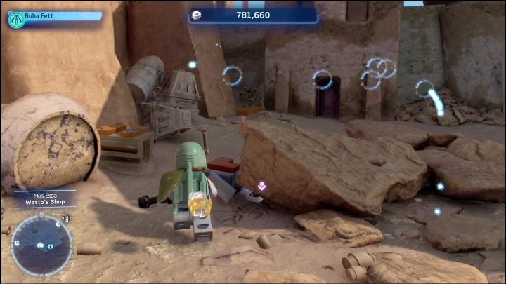 The next brick is locked in a chest in the southern part of the location - LEGO Skywalker Saga: Mos Espa - list of all puzzles - LEGO Skywalker Saga: Tatooine - LEGO Skywalker Saga Guide