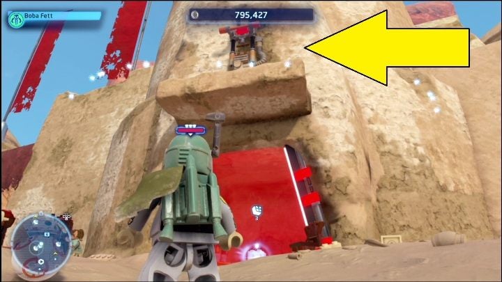 This collectible is locked in a small room and to get it, you just need to pull a lever - LEGO Skywalker Saga: Mos Espa - list of all puzzles - LEGO Skywalker Saga: Tatooine - LEGO Skywalker Saga Guide