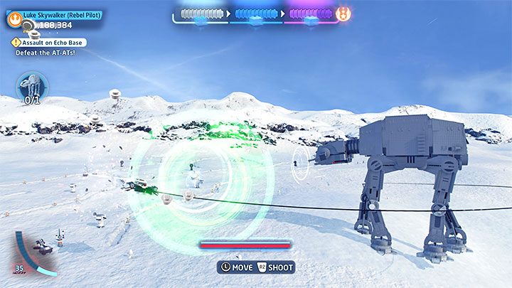 A tow cable will fire and attach to the AT-AT armor - LEGO Skywalker Saga: Assault on Echo Base - walkthrough - LEGO Skywalker Saga: Episode 5 - The Empire Strikes Back - LEGO Skywalker Saga Guide