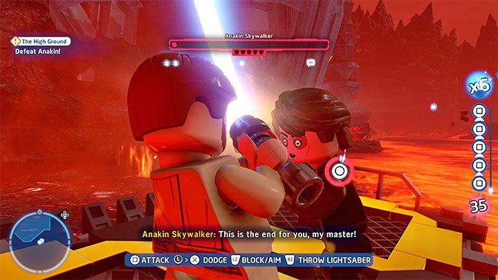 That leaves the last, sixth fight with Anakin to complete - LEGO Skywalker Saga: Anakin Skywalker - boss, how to beat? - LEGO Skywalker Saga: Bosses - LEGO Skywalker Saga Guide