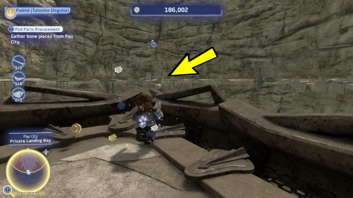 One brick is at the very edge of the platform - LEGO Skywalker Saga: Pod Parts Procurement - walkthrough - LEGO Skywalker Saga: Tatooine - Mos Espa - LEGO Skywalker Saga Guide