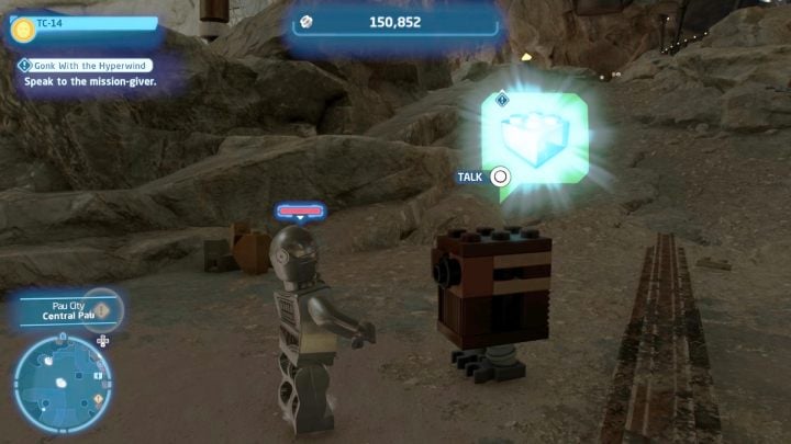 Talk to Gonky in Pau City on Utapau while playing as a protocol droid and accept his quest - LEGO Skywalker Saga: Gonk With the Hyperwind - walkthrough - LEGO Skywalker Saga: Utapau - City of Pau - LEGO Skywalker Saga Guide