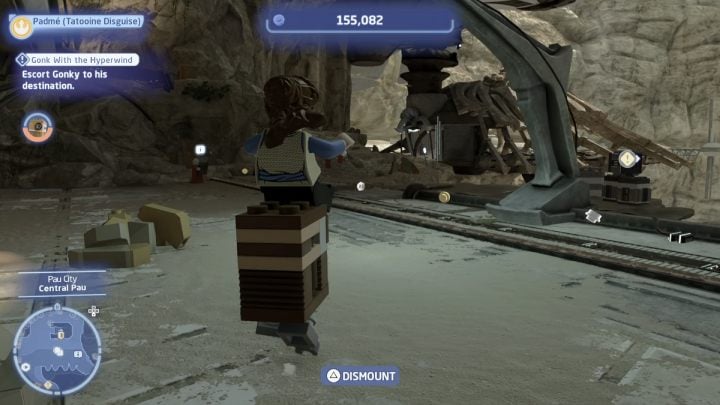 Then switch to a character equipped with ranged weaponry so you can protect the droid while escorting him - LEGO Skywalker Saga: Gonk With the Hyperwind - walkthrough - LEGO Skywalker Saga: Utapau - City of Pau - LEGO Skywalker Saga Guide