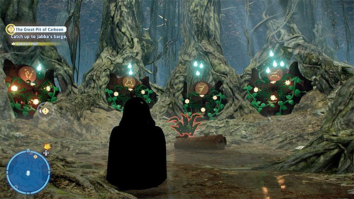 The solution to the puzzle is shown in the picture - LEGO Skywalker Saga: Dragonsnake Bog - list of all puzzles - LEGO Skywalker Saga: Dagobah - LEGO Skywalker Saga Guide