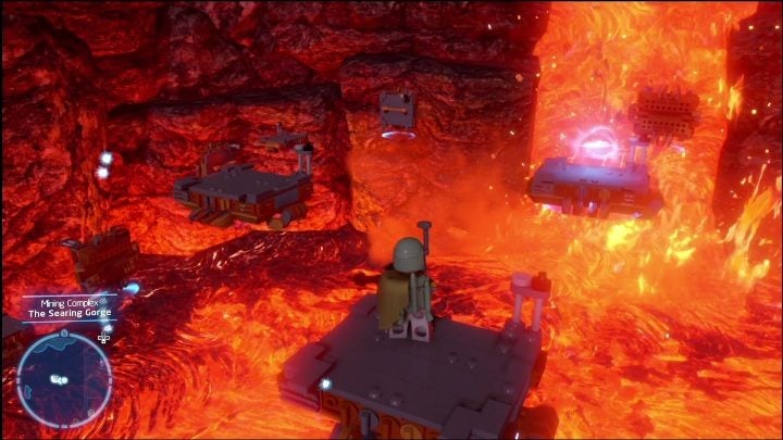 This collectible is on top of some moving platforms, above the lava - LEGO Skywalker Saga: Mining Complex - list of all puzzles - LEGO Skywalker Saga: Mustafar - LEGO Skywalker Saga Guide
