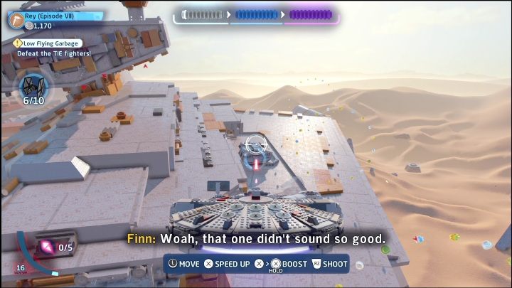 To get the first part of the minikit, you need to shoot down 4 cargos on the white ship - LEGO Skywalker Saga: The Force Awakens - list of collectibles and rewards - LEGO Skywalker Saga: Minikits - LEGO Skywalker Saga Guide