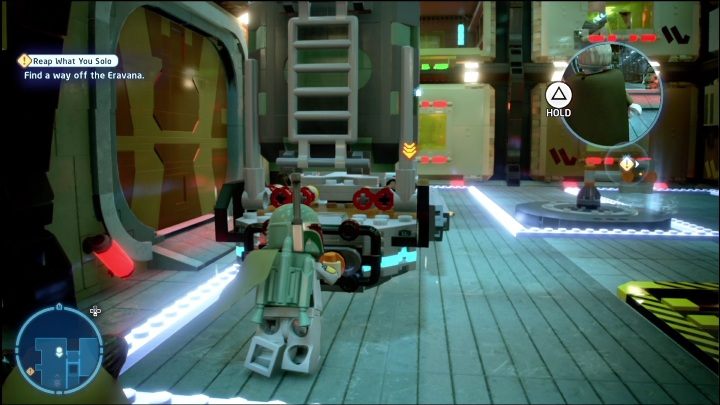 To reach the next collectible you must move the lever to open the upper-left door - LEGO Skywalker Saga: The Force Awakens - list of collectibles and rewards - LEGO Skywalker Saga: Minikits - LEGO Skywalker Saga Guide