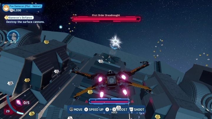 This collectible is obtainable when you're flying at the start of the mission - LEGO Skywalker Saga: The Last Jedi - list of collectibles and rewards - LEGO Skywalker Saga: Minikits - LEGO Skywalker Saga Guide