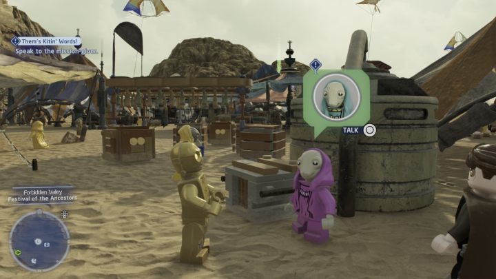 As the protocol droid, talk to the NPC and accept the task - LEGO Skywalker Saga: Thems Kitin Words - walkthrough - LEGO Skywalker Saga: Pasaana - Forbidden Valley - LEGO Skywalker Saga Guide