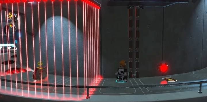 Climbing the tower on the right side of the room, you will find a Minikit hidden behind some lasers - Minikit in level 10 (Return to Nomanisan Island) in LEGO The Incredibles - Location of all minikits - LEGO The Incredibles Game Guide