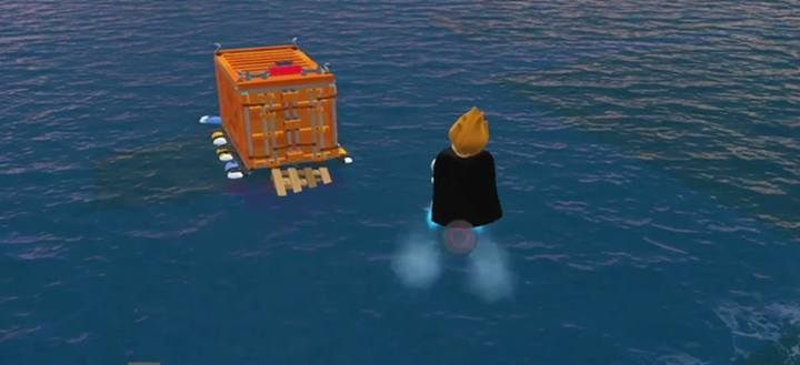 The brick is hiding in the floating container. - Industrial District | LEGO The Incredibles - Maps of challenges and golden bricks - LEGO The Incredibles Game Guide