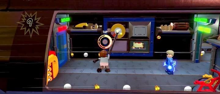 Elastigirls power allows her to use her hands to grab onto handles located high above the ground. - Hover Train Hijinx - Level 2 in LEGO The Incredibles Walkthrough - Walkthrough - LEGO The Incredibles Game Guide