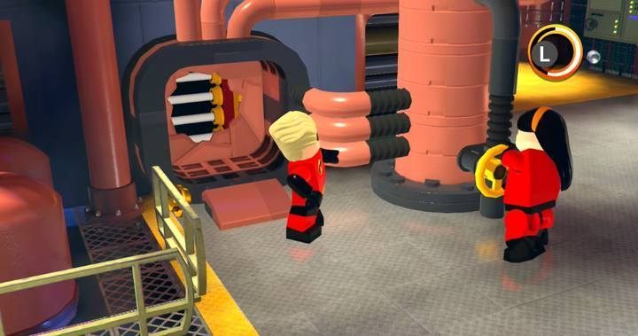 Get into the vent as Max and distract enemies. - Screenslaver Showdown - Level 6 in LEGO The Incredibles Walkthrough - Walkthrough - LEGO The Incredibles Game Guide