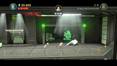 #02 - In this same room on the right side of the balcony destroy silver bricks and hang on the lever - Research and Development | Minikits - Minikits - LEGO Batman 2: DC Super Heroes Game Guide & Walkthrough