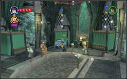 On the back of the bedroom there is a chest - open it with a spell and the brick will then appear on the water - LEGO Harry Potter Years 1-4: Hogwarts Bonuses - Walkthrough - Secrets and Collectibles - LEGO Harry Potter Years 1-4 Guide & Walkthrough