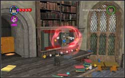 Wizard (red): Jump onto the left terrace (firstly on the yellow book, then on the next ones) and use (DM) on the locked shelf - LEGO Harry Potter Years 1-4: Hogwarts Bonuses - Walkthrough - Secrets and Collectibles - LEGO Harry Potter Years 1-4 Guide & Walkthrough