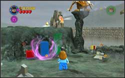 Gryffindor (red): After assembling a staircase from the three colourful bricks, a part of the crest will appear at the upper part - LEGO Harry Potter Years 1-4: Year 4 Bonuses - Walkthrough - Secrets and Collectibles - LEGO Harry Potter Years 1-4 Guide & Walkthrough