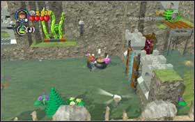 Use Scabbers to enter the tunnel, on the end of which theres a button #1 which will lower the platform - LEGO Harry Potter Years 1-4: Gringotts - Secrets and Collectibles - LEGO Harry Potter Years 1-4 Guide & Walkthrough