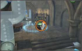 On the right side of the room you will find a locked chest - use magic on it and then place the brick in the empty spot by the two water containers - LEGO Harry Potter Years 1-4: Year 4 Part 1 - Walkthrough - Walkthrough - LEGO Harry Potter Years 1-4 Guide & Walkthrough