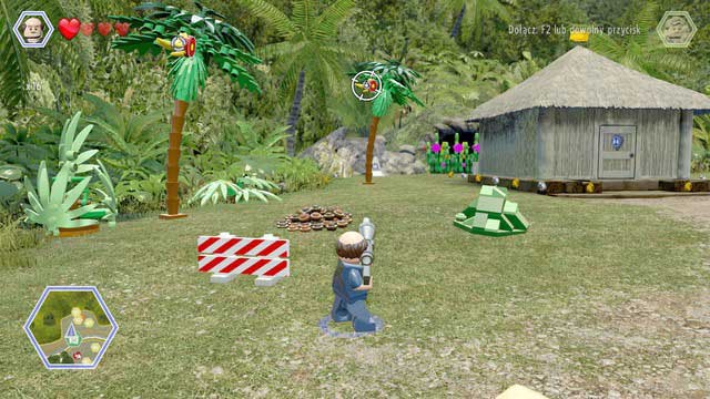 Destroy three shields shown on the picture - Dilophosaurus Territory | Jurassic Park - secrets in free roam - Jurassic Park - secrets in free roam - LEGO Jurassic World Game Guide & Walkthrough