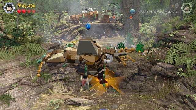 After you proceed into the location, hang two characters on the ropes shown in the screenshot and climb to a higher level, as the third of the characters - Isla Sorna | Jurassic Park - The Lost World - walkthrough - Jurassic Park - The Lost World - walkthrough - LEGO Jurassic World Game Guide & Walkthrough