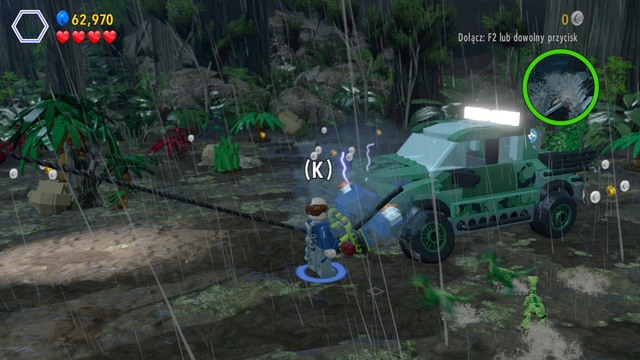 After the tyrannosaur attack, approach, as Eddie, the hood of the car and try to fix it - InGen Arrival | Jurassic Park - The Lost World - walkthrough - Jurassic Park - The Lost World - walkthrough - LEGO Jurassic World Game Guide & Walkthrough