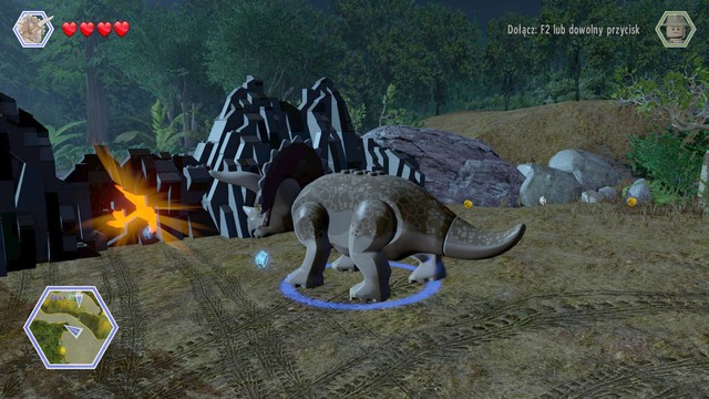After you cure the dinosaur, switch to it and smash the orange obstacle on the road, shown in the screenshot - The Hunted | Jurassic Park - The Lost World - walkthrough - Jurassic Park - The Lost World - walkthrough - LEGO Jurassic World Game Guide & Walkthrough