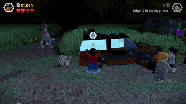 At the last obstacle, approach the car shown in the screenshot, as Kelly and break all the windows with her scream - The Hunted | Jurassic Park - The Lost World - walkthrough - Jurassic Park - The Lost World - walkthrough - LEGO Jurassic World Game Guide & Walkthrough