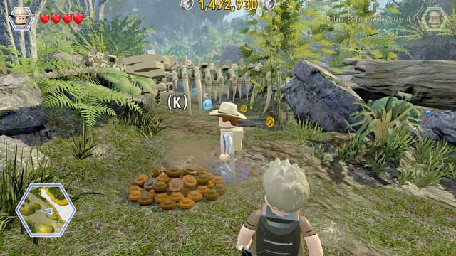 As Grant, reach the spot shown in the screenshot and dig up a bar - Eric Kirby | Jurassic Park III - walkthrough - Jurassic Park III - walkthrough - LEGO Jurassic World Game Guide & Walkthrough