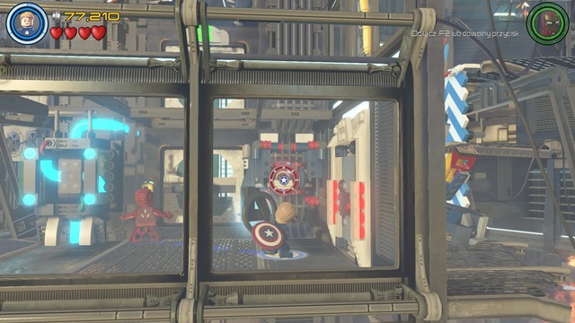 Use the elevator after activating it to drive to lower level as Captain America and to open another door on the right - Helicarrier Havoc - Walkthrough - LEGO Marvels Avengers - Game Guide and Walkthrough