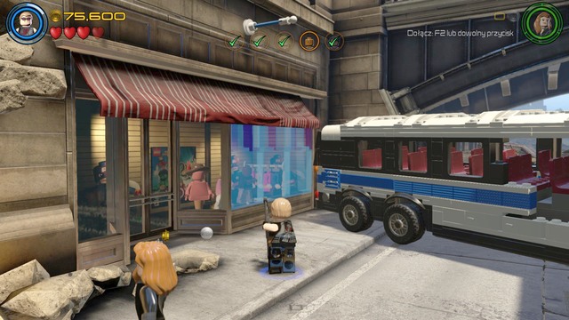 You will save the next people from the shop that is located left from the bus - Avengers Assemble - Walkthrough - LEGO Marvels Avengers - Game Guide and Walkthrough