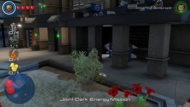 The second item is behind the pillars - Side missions - S.H.I.E.L.D. Base - secrets - LEGO Marvels Avengers - Game Guide and Walkthrough