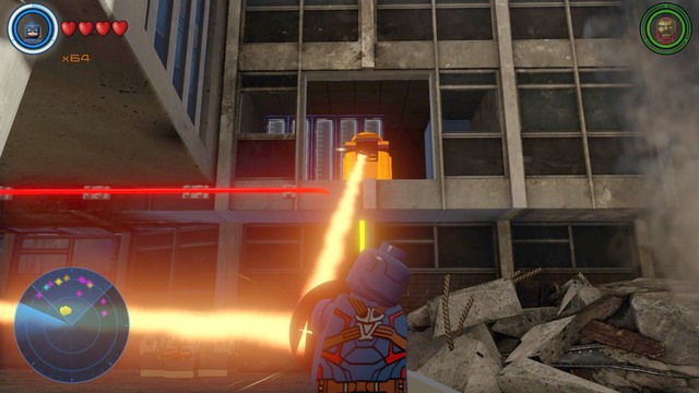 Walk as Captain America on the platform and reflect the laser at the golden container shown on the picture - Golden bricks - Sokovia - secrets - LEGO Marvels Avengers - Game Guide and Walkthrough