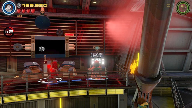 While youre in the main command center your main objective is to activate two computers on opposite sides in order to make two levers available - Minikits - Helicarrier Havoc - secrets - LEGO Marvels Avengers - Game Guide and Walkthrough