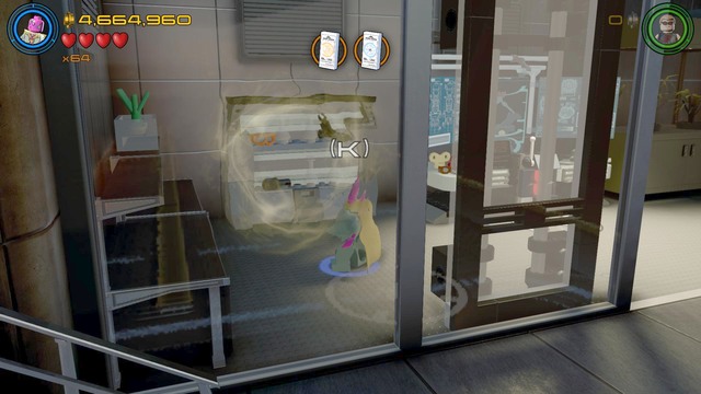 Next to the computer you will find shelves that you must move using Scarlet Witch or Vision - Characters - No Strings On Me - secrets - LEGO Marvels Avengers - Game Guide and Walkthrough