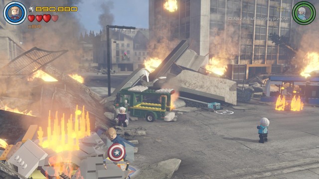 Walk to the left side as Captain America and put out the fire shown on the picture - Minikits - Rise of Ultron - secrets - LEGO Marvels Avengers - Game Guide and Walkthrough