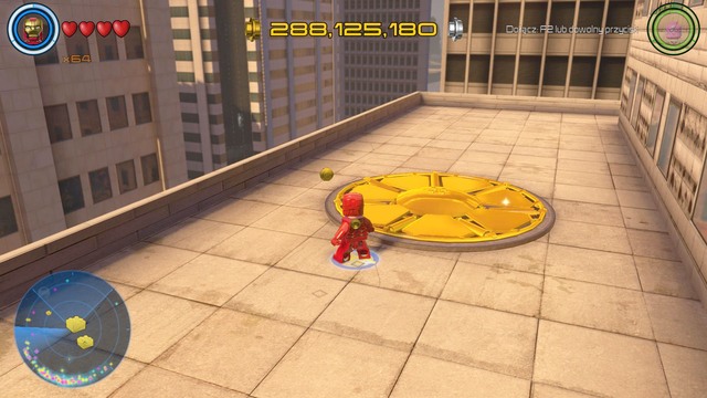 There is a building near Stark Tower on roof of which you will find a gold cover that covers access to the golden brick - Golden bricks - North Manhattan - secrets - LEGO Marvels Avengers - Game Guide and Walkthrough