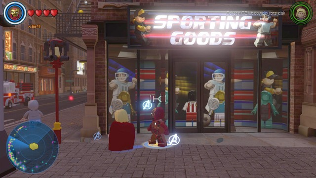 Once you reach Chinatown, walk towards the place shown on the picture and scan the area as Iron Man - Golden bricks - North Manhattan - secrets - LEGO Marvels Avengers - Game Guide and Walkthrough
