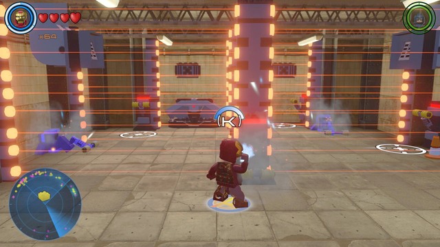 Once inside, walk towards the first lever as Iron Man, fix it and use to deactivate the first laser field - Golden bricks - Central Manhattan - secrets - LEGO Marvels Avengers - Game Guide and Walkthrough