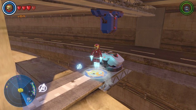 Land on the small platform as Iron Man and scan the area - Golden bricks - Central Manhattan - secrets - LEGO Marvels Avengers - Game Guide and Walkthrough