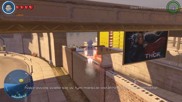 In the southeastern part you will find the riddle shown on the picture - Golden bricks - Southern Manhattan - secrets - LEGO Marvels Avengers - Game Guide and Walkthrough