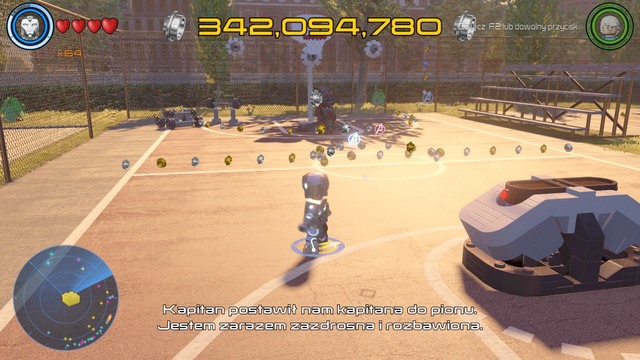 Walk on the basketball court and scan the area as Iron Man - Golden bricks - Southern Manhattan - secrets - LEGO Marvels Avengers - Game Guide and Walkthrough